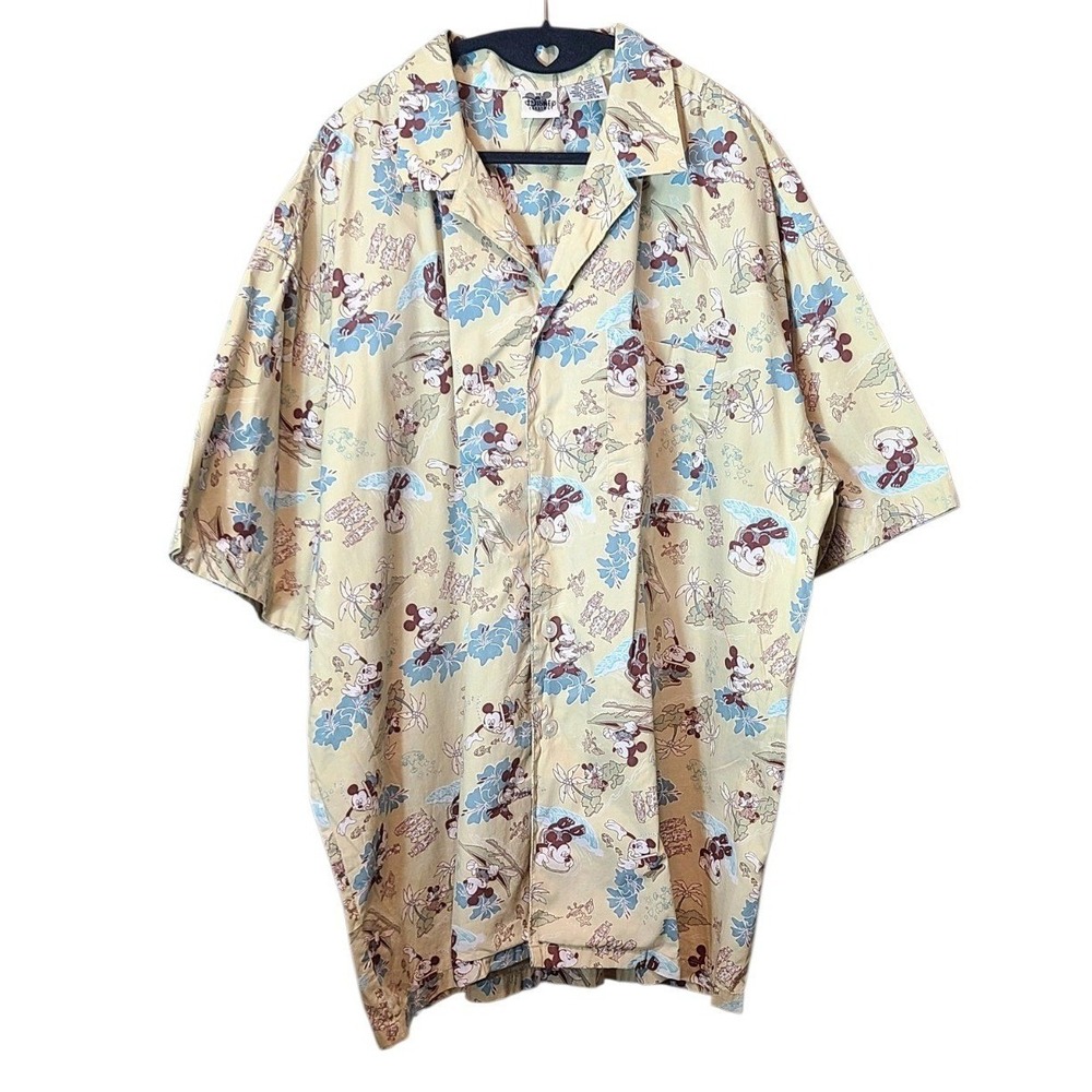 Disney Catalog Cotton All Over Mickey Print Hawaiian Men's Shirt Size XL